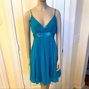 Costa Blanca Turquoise sequin mini dress